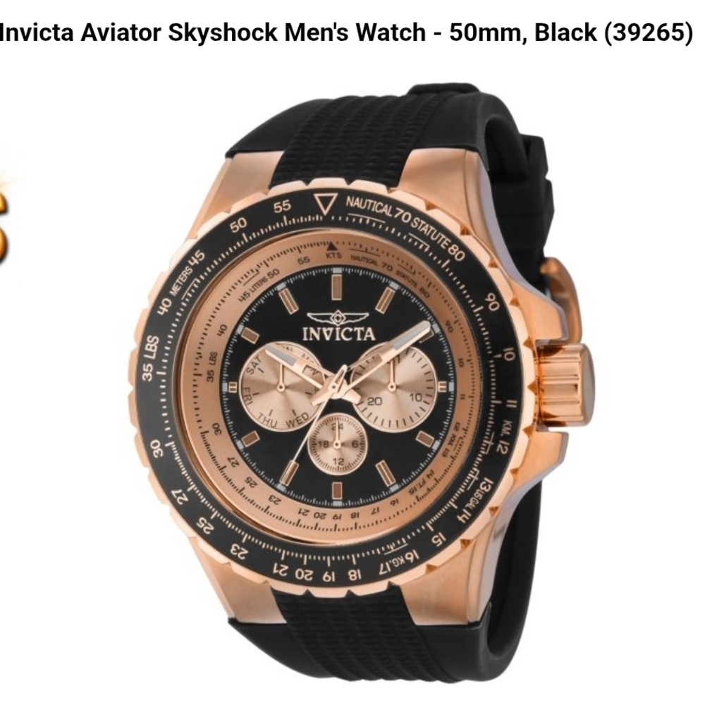 Invicta Aviator Skyshock Watch - Black and Gold